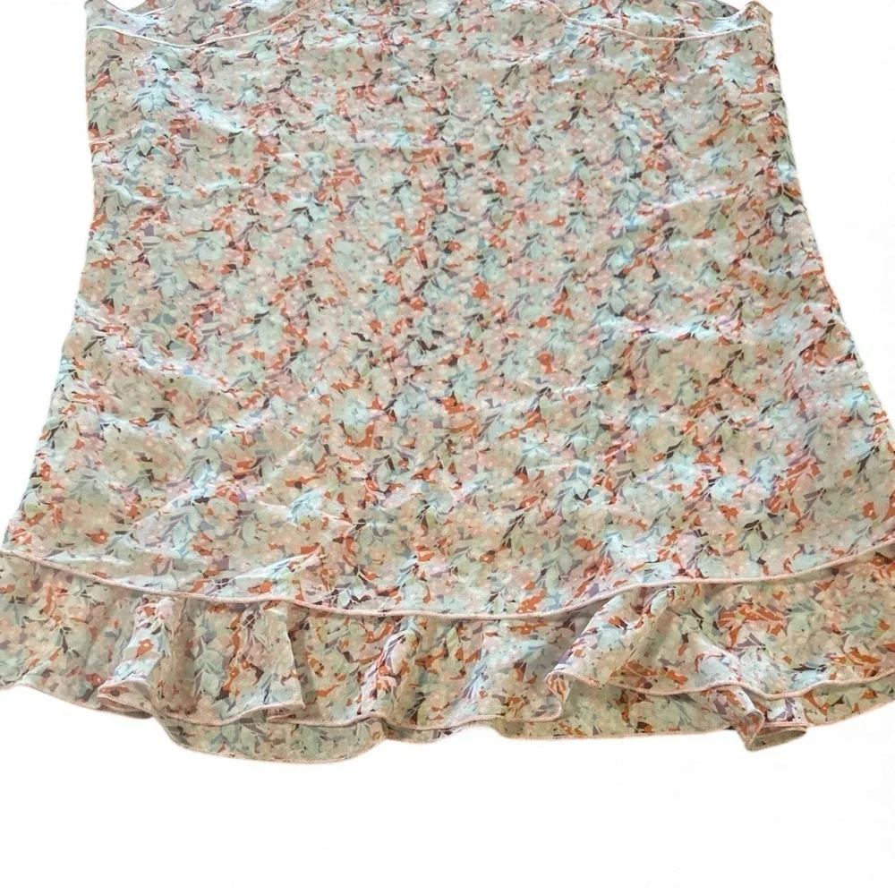 Cabi Sleeveless Floral Blouse Size XS White Pink V Neckline Style # 5032